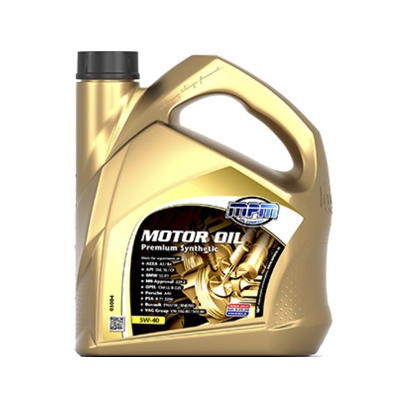 MPM Oil Aceite de motor 5W40 Premium Synthetic - 5 Litros - MPM