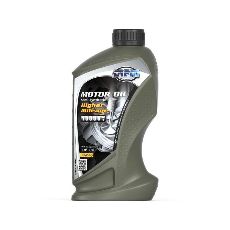 MPM Oil Aceite de motor 10W40 Semi Synthetic Higher Mileage - 1 Litro - MPM