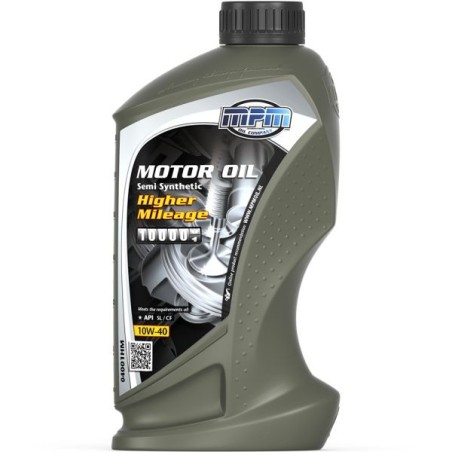 MPM Oil Aceite de motor 10W40 Semi Synthetic Higher Mileage - 1 Litro - MPM