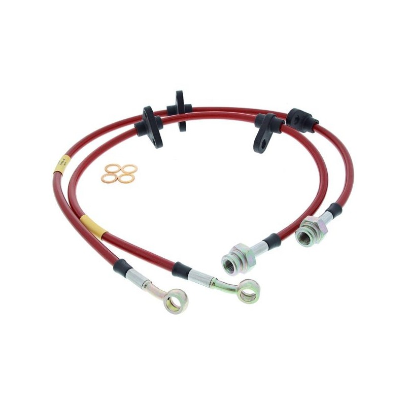 Goodridge Latiguillos de freno delanteros de acero inoxidable trenzado (TÜV) - Rojo - GO-15043-B4-F-R