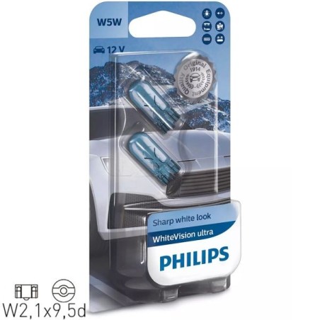 Philips Bombillas WhiteVision Ultra W5W T10 12V/5W