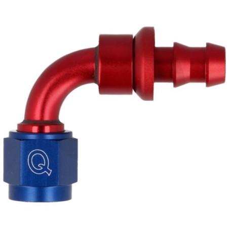 QSP Adaptador de manguera 90° a presión 10HE-10AN(F) - Rojo/azul - QG536