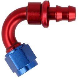 QSP Adaptador de manguera 120° a presión 10HE-10AN(F) - Rojo/azul - QG536