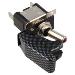 QSP Interruptor basculante LED con tapa de aspecto carbono - Carbono, Rojo