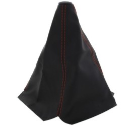 US-Racing Tapa del cambio negra - Cuero costuras rojas - USR-SB-L-C92