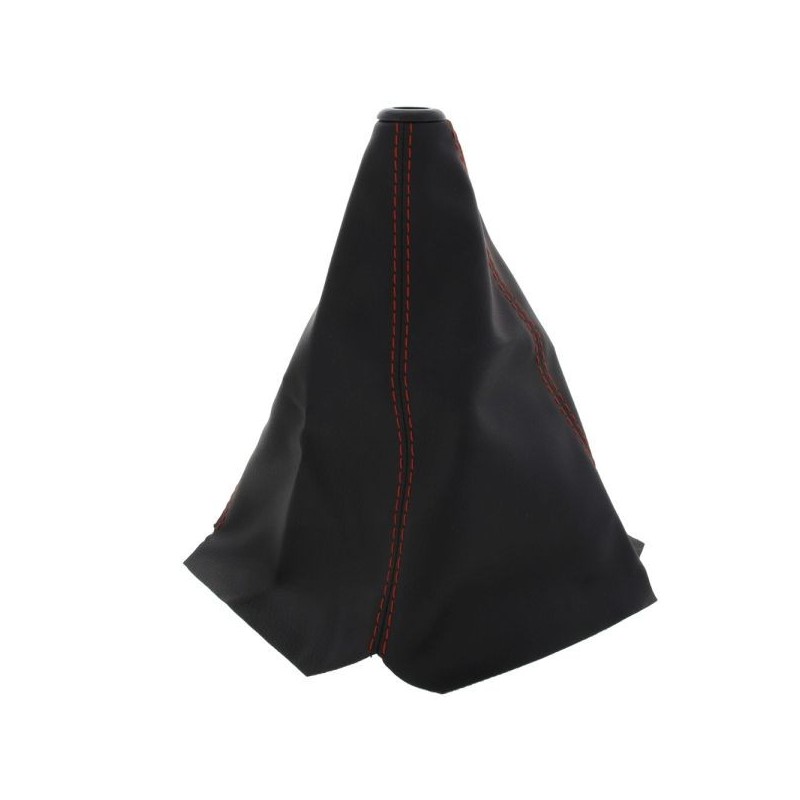 US-Racing Tapa del cambio negra - Cuero costuras rojas - USR-SB-L-C92