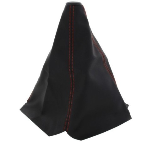 US-Racing Tapa del cambio negra - Cuero costuras rojas - USR-SB-L-C92