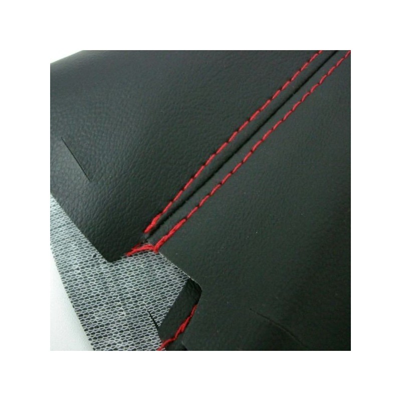 VMS Racing Funda de cuero negro con costuras rojas