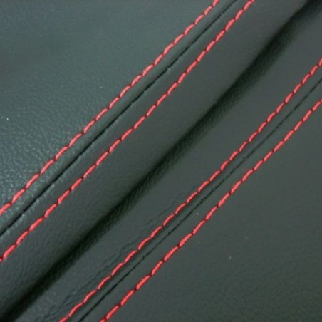 VMS Racing Funda de cuero negro con costuras rojas
