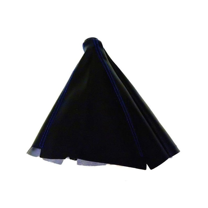 VMS Racing Funda de cuero negro con costuras azules