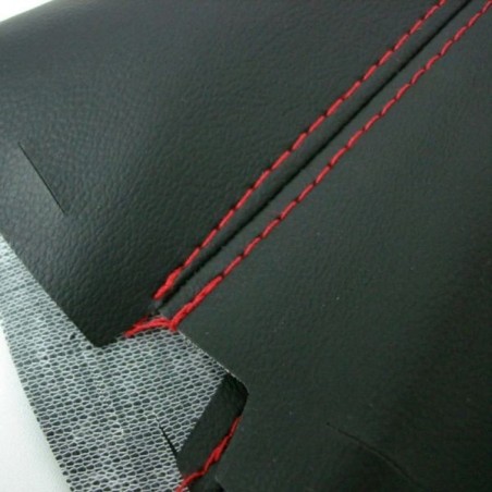VMS Racing Funda de cuero negro con costuras azules