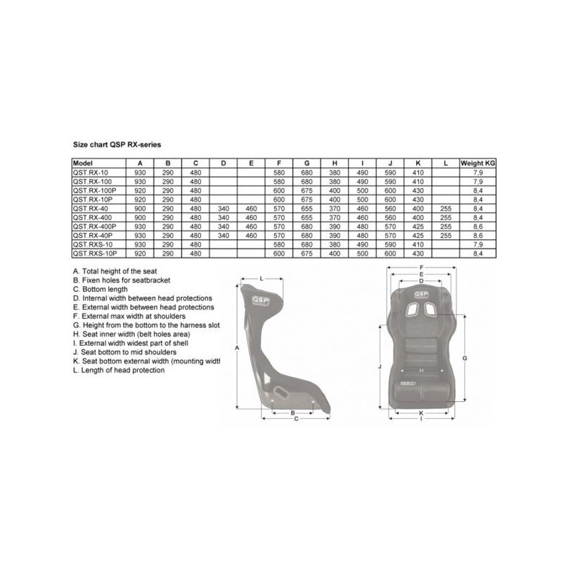 QSP Asiento de carreras asiento de cubo FIA RXS-10 - QST.RXS