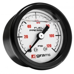 Grams Performance Manómetro de combustible, lleno de líquido (0-120 psi) - Blanco - G2-99