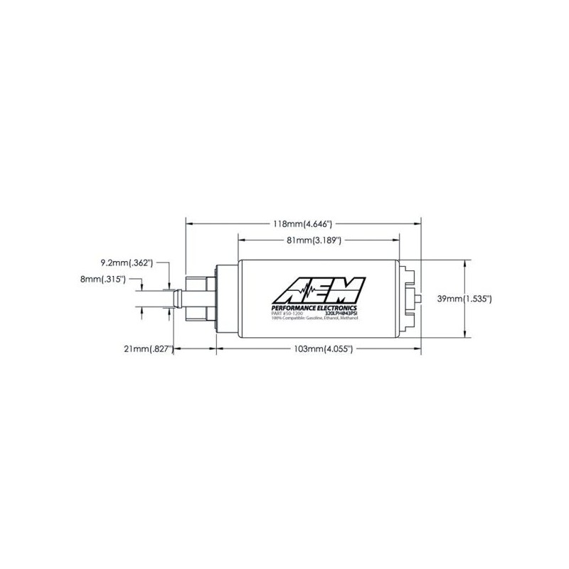 AEM Electronics Bomba de combustible E85 (320lph) - AEM-50