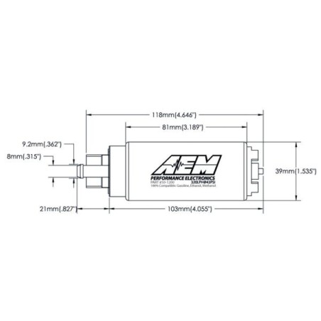 AEM Electronics Bomba de combustible E85 (320lph) - AEM-50