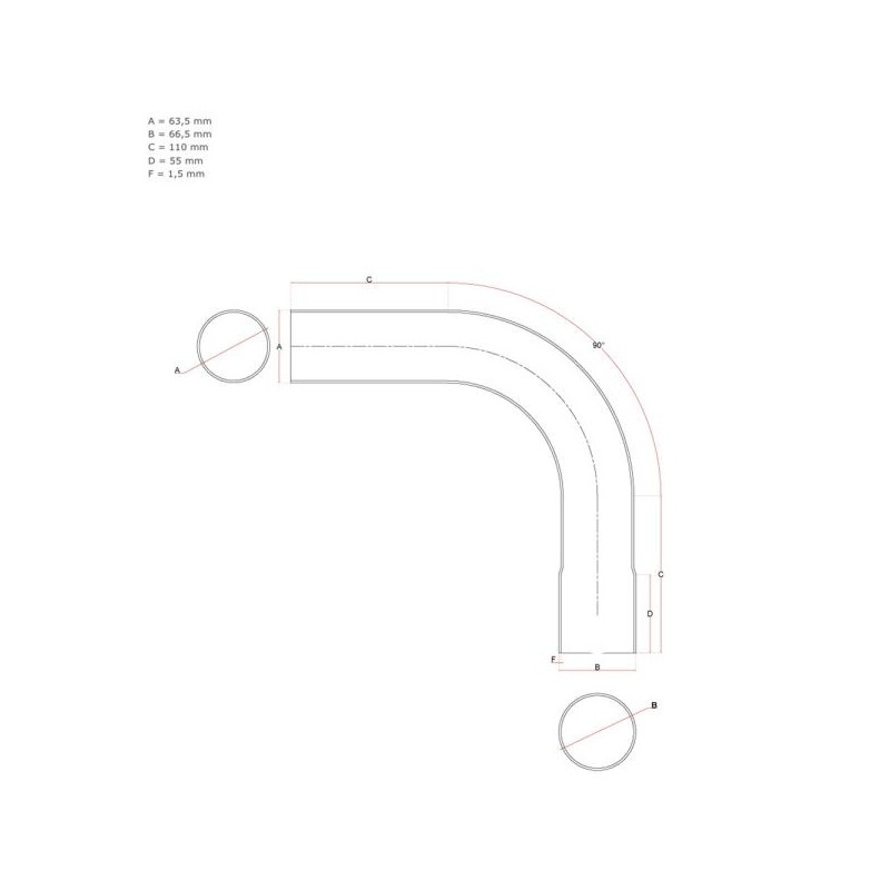QSP Tubo de escape codo 180° - Ø63,5mm/2,5'' - QEX-25