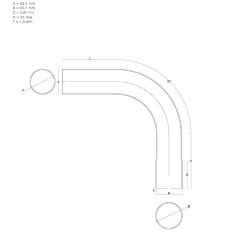 QSP Tubo de escape codo 180° - Ø63,5mm/2,5'' - QEX-25