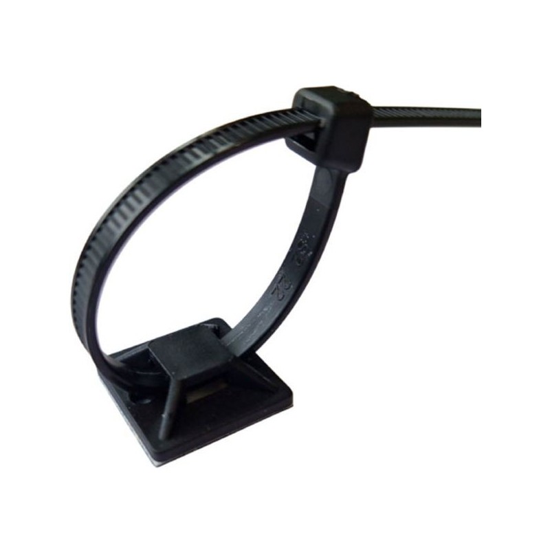 QSP Soporte autoadhesivo para Tie-wrap (20x20mm) - Negro