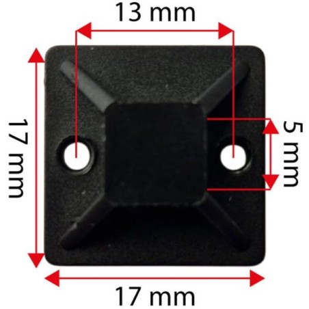 QSP Soporte autoadhesivo para Tie-wrap (20x20mm) - Negro