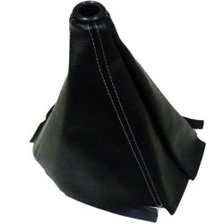 VMS Racing Funda del cambio en cuero negro con pespuntes grises