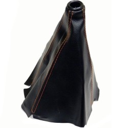 VMS Racing Funda del cambio de cuero negro con costuras naranjas