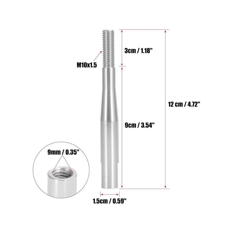 US-Racing Extensión de palanca de cambios, aluminio - 90mm - Plata - USR-EXTENAL