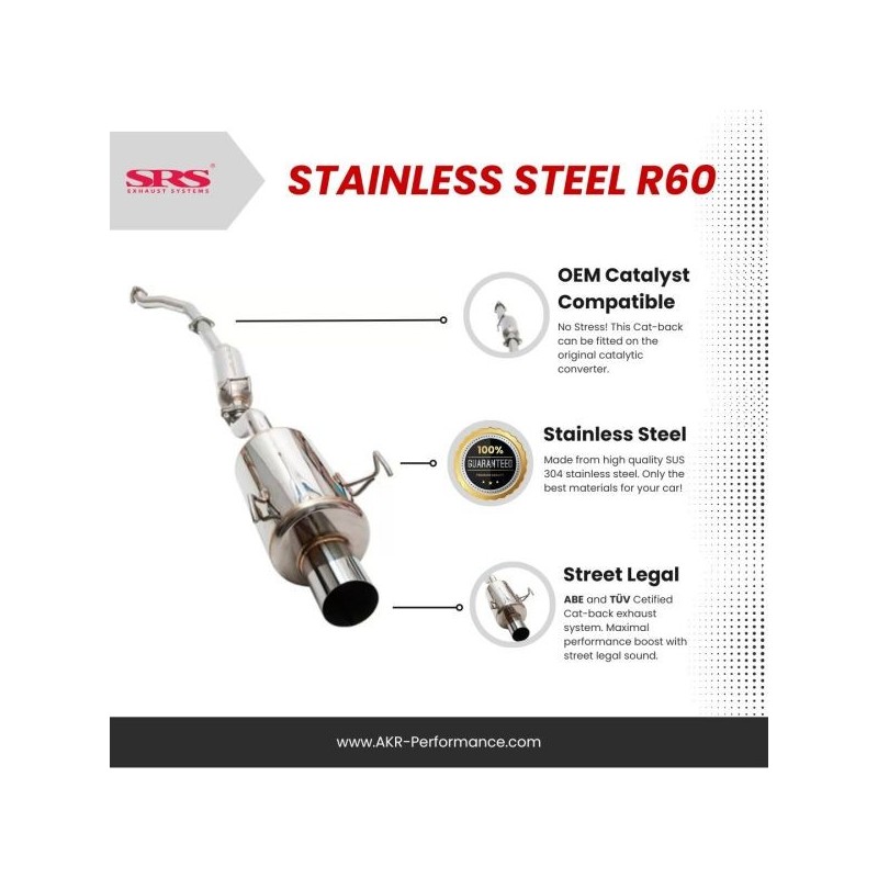 SRS Sistema de escape catback SS R60 (homologado E) - CBS-CV013D