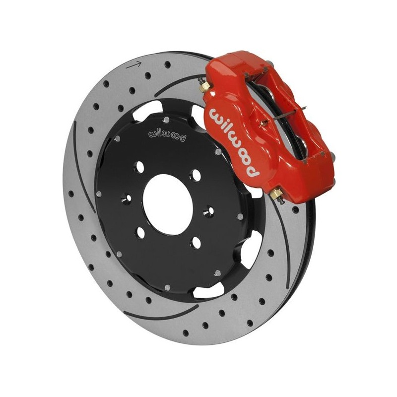 Wilwood Kit de freno grande delantero - pinzas rojas 4p y discos de 310 mm perforados + ranurados - 140-6163