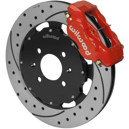 Wilwood Kit de freno grande delantero - pinzas rojas 4p y discos de 310 mm perforados + ranurados - 140-6163