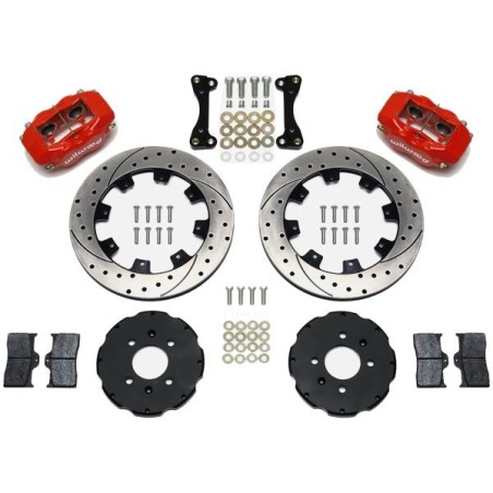 Wilwood Kit de freno grande delantero - pinzas rojas 4p y discos de 310 mm perforados + ranurados - 140-6163