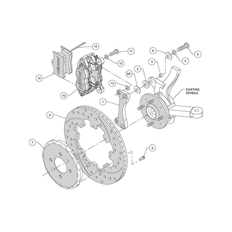 Wilwood Kit de freno grande delantero - pinzas rojas 4p y discos de 310 mm perforados + ranurados - 140-6163