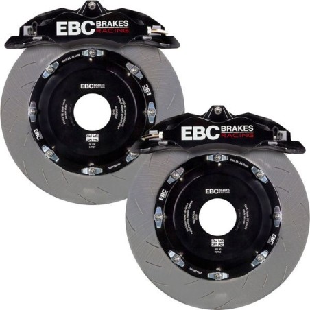 EBC Kit de freno grande Apollo delantero - Pinzas negras de 4 pistones y discos de freno ranurados - EBC-BBK002BLK