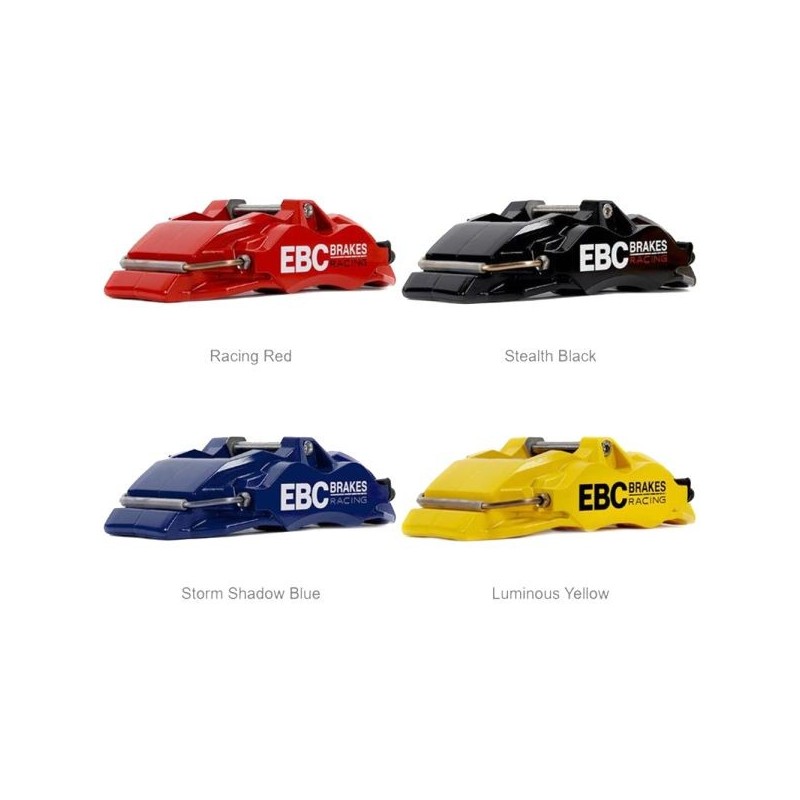 EBC Kit de freno grande Apollo delantero - Pinzas negras de 4 pistones y discos de freno ranurados - EBC-BBK002BLK