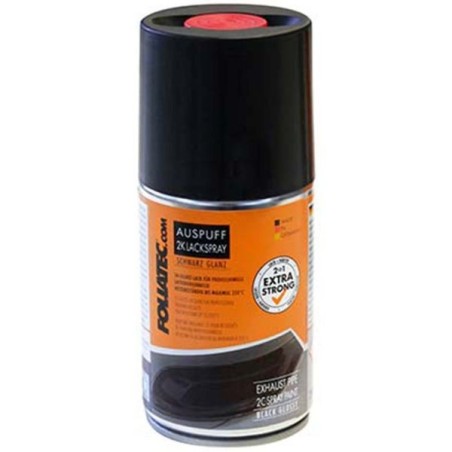 Foliatec Pintura en aerosol para escape 2K - negro brillante