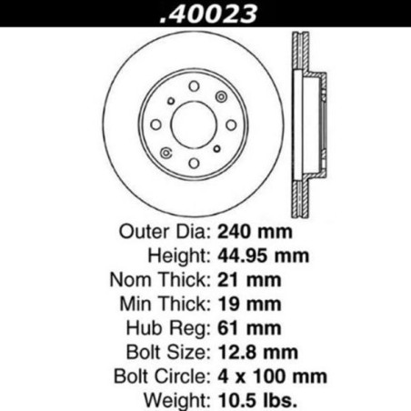 C-Tek Discos de freno delanteros (240mm / 4x100) - 227, Taladrados+Ranurados