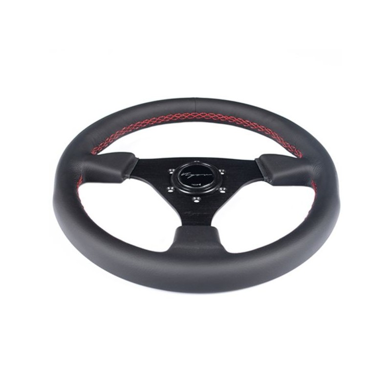 Vigor Volante Monza 330/30 mm de cuero con costuras rojas - VSW