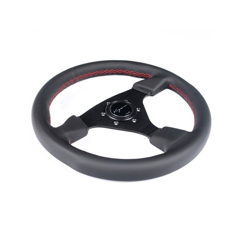 Vigor Volante Monza 330/30 mm de cuero con costuras rojas - VSW