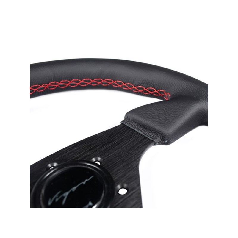 Vigor Volante Monza 330/30 mm de cuero con costuras rojas - VSW