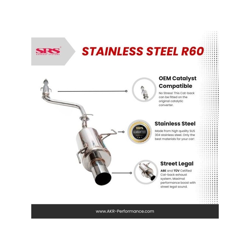 SRS Sistema de escape catback SS R60 (homologado E) - CBS-PL92