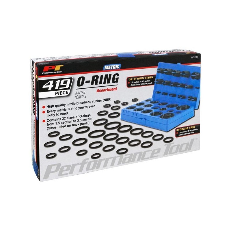 Performance Tool Surtido de juntas tóricas de 419 piezas - MM